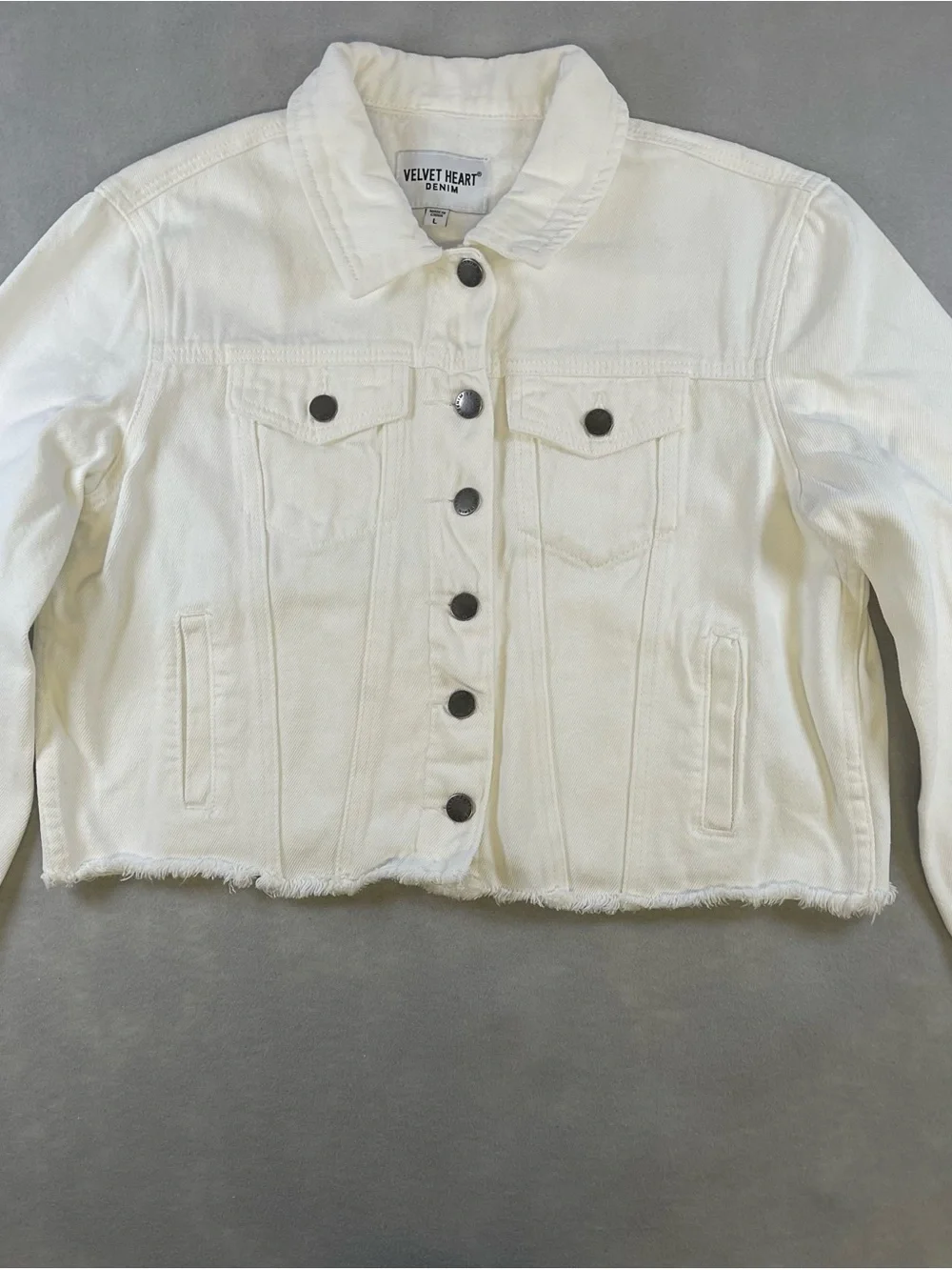 Velvet Heart White Denim Jacket - Picture 2 of 10